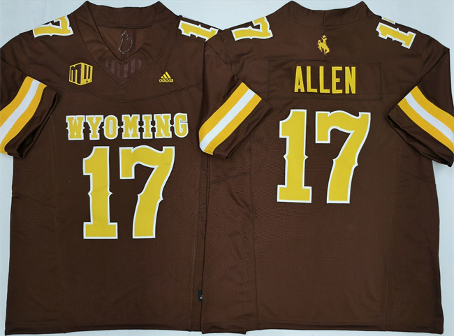 Men's Wyoming Cowboys #17 Josh Allen Brown 2026 F.U.S.E. Stitched College Football Jersey